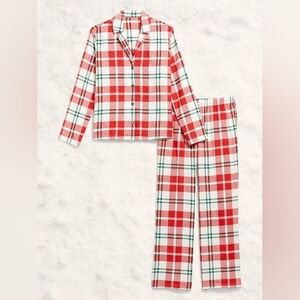 2X Old Navy Red Green White Plaid Adult PJs Pajamas Matching Set Christmas Xmas